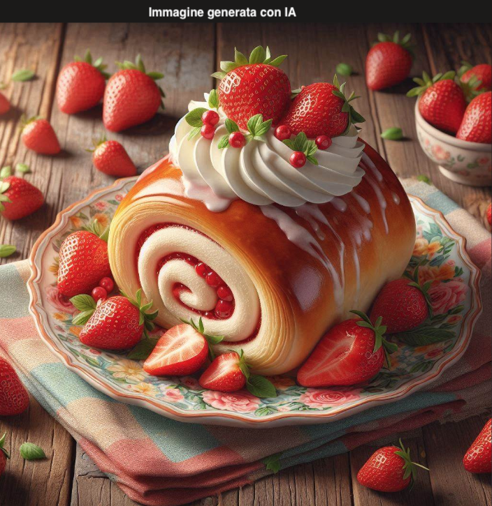 Rotolo panna e fragole